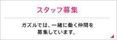 スタッフ募集　ガズルでは、一緒に働く仲間を募集しています。